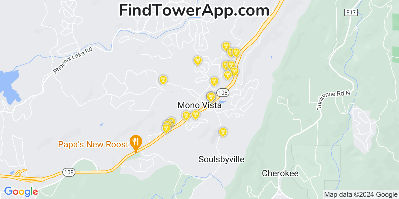 T-Mobile 4G/5G cell tower coverage map Mono Vista, California