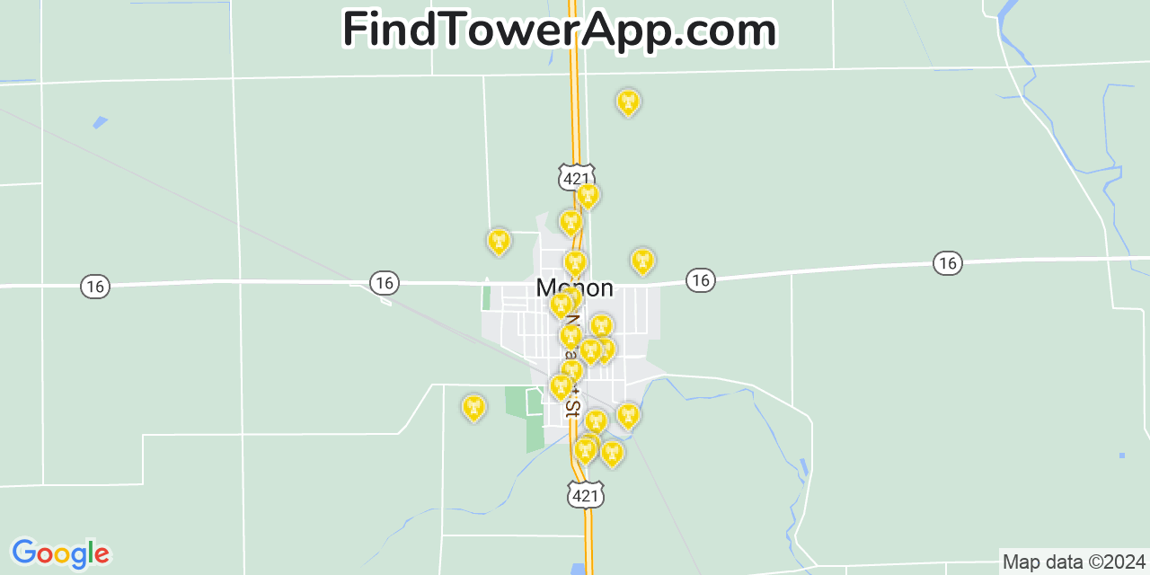 T-Mobile 4G/5G cell tower coverage map Monon, Indiana