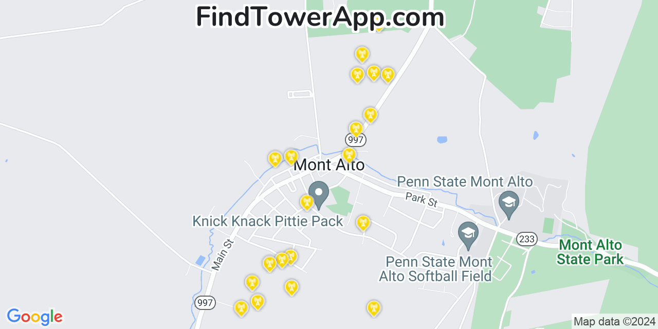 Verizon 4G/5G cell tower coverage map Mont Alto, Pennsylvania