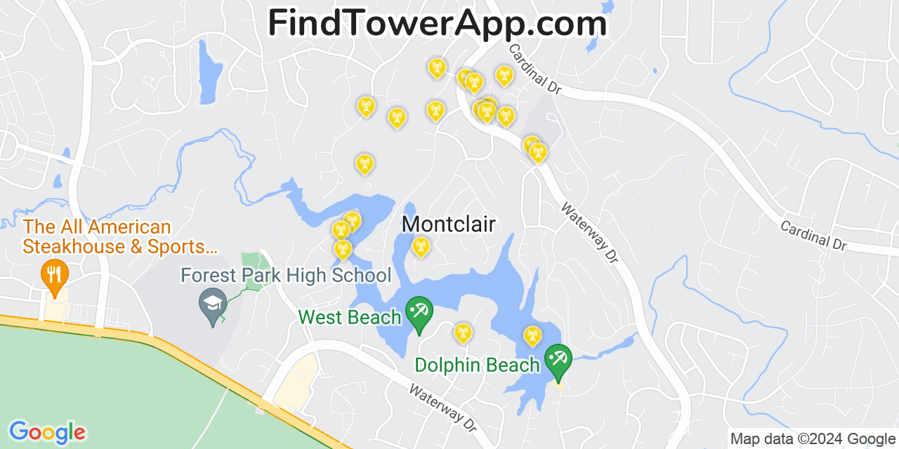AT&T 4G/5G cell tower coverage map Montclair, Virginia