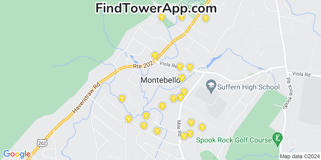 AT&T 4G/5G cell tower coverage map Montebello, New York