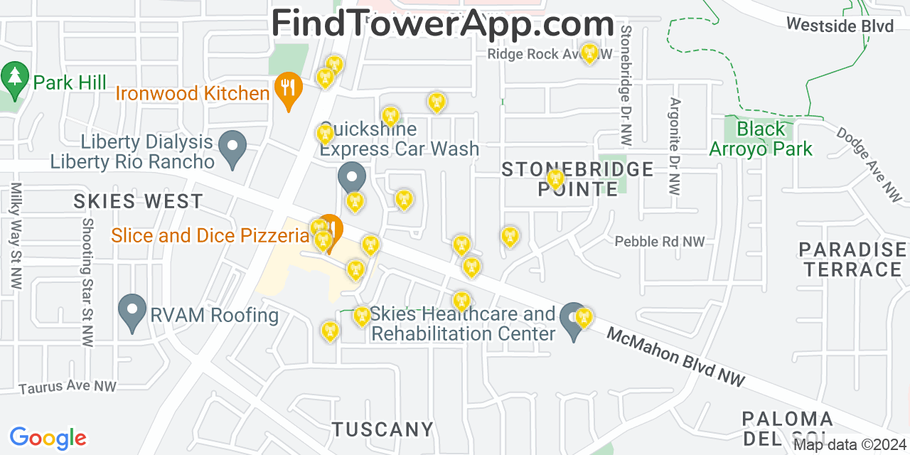 AT&T 4G/5G cell tower coverage map Monterey Park, New Mexico