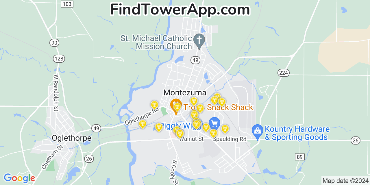 Verizon 4G/5G cell tower coverage map Montezuma, Georgia