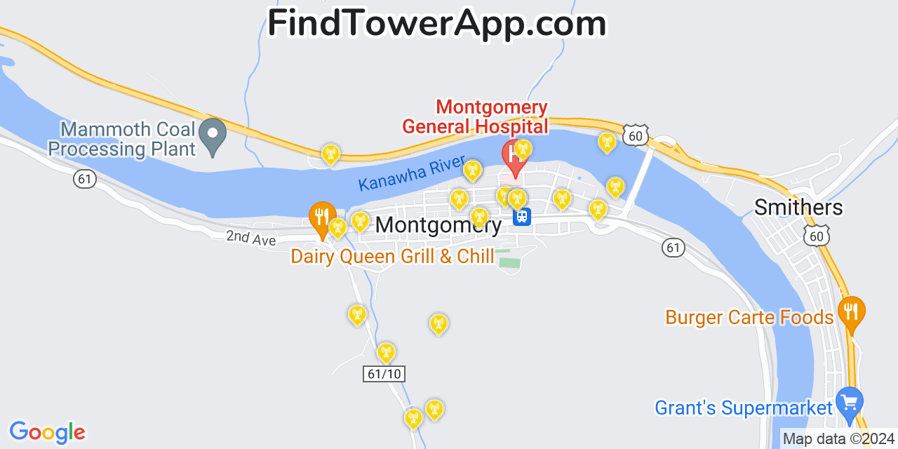 T-Mobile 4G/5G cell tower coverage map Montgomery, West Virginia