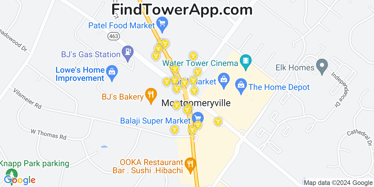 AT&T 4G/5G cell tower coverage map Montgomeryville, Pennsylvania