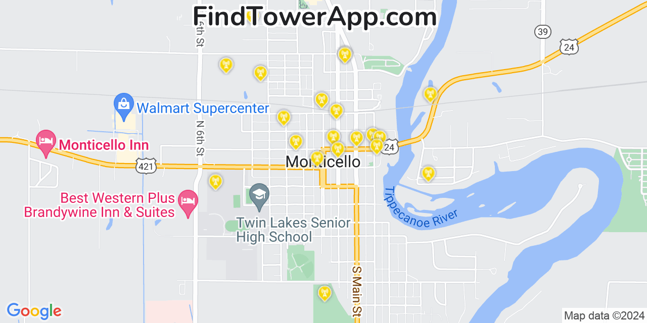 T-Mobile 4G/5G cell tower coverage map Monticello, Indiana