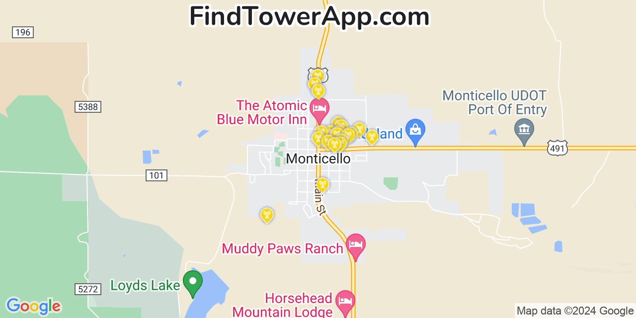 T-Mobile 4G/5G cell tower coverage map Monticello, Utah