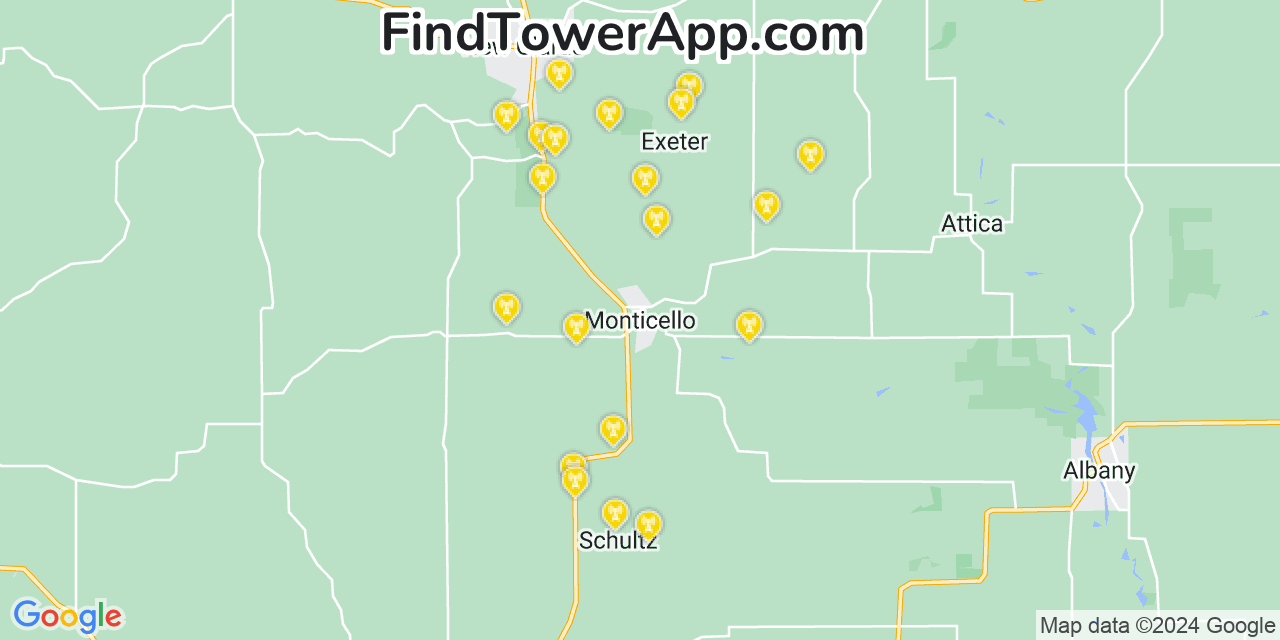Verizon 4G/5G cell tower coverage map Monticello, Wisconsin