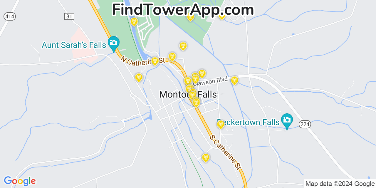 T-Mobile 4G/5G cell tower coverage map Montour Falls, New York