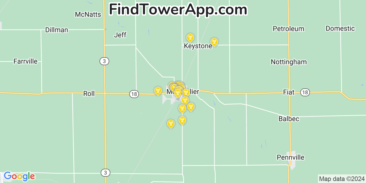 AT&T 4G/5G cell tower coverage map Montpelier, Indiana