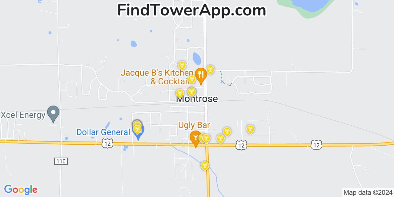 AT&T 4G/5G cell tower coverage map Montrose, Minnesota