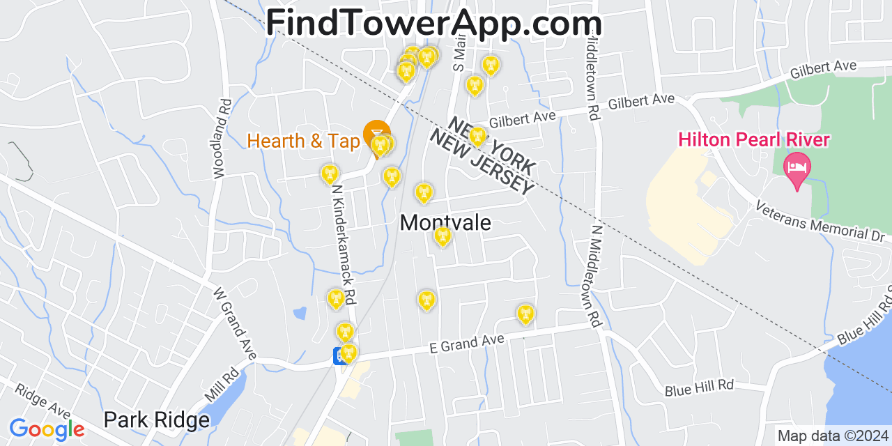 AT&T 4G/5G cell tower coverage map Montvale, New Jersey
