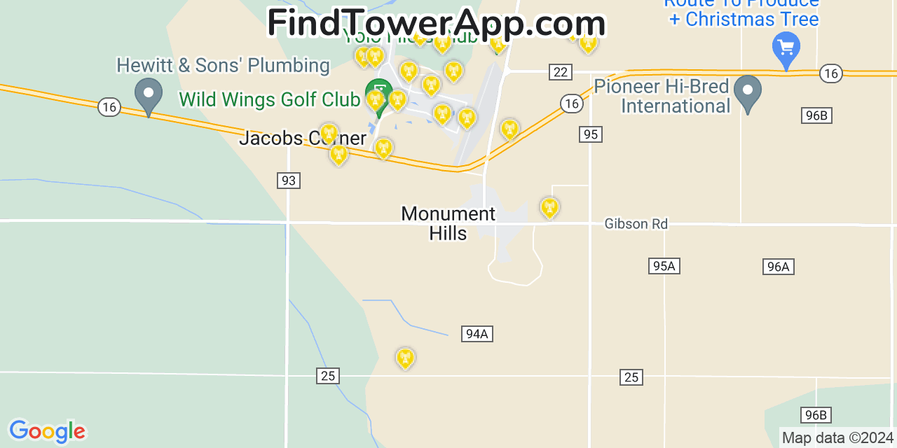 AT&T 4G/5G cell tower coverage map Monument Hills, California