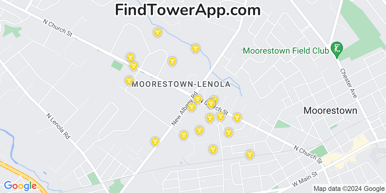 AT&T 4G/5G cell tower coverage map Moorestown Lenola, New Jersey