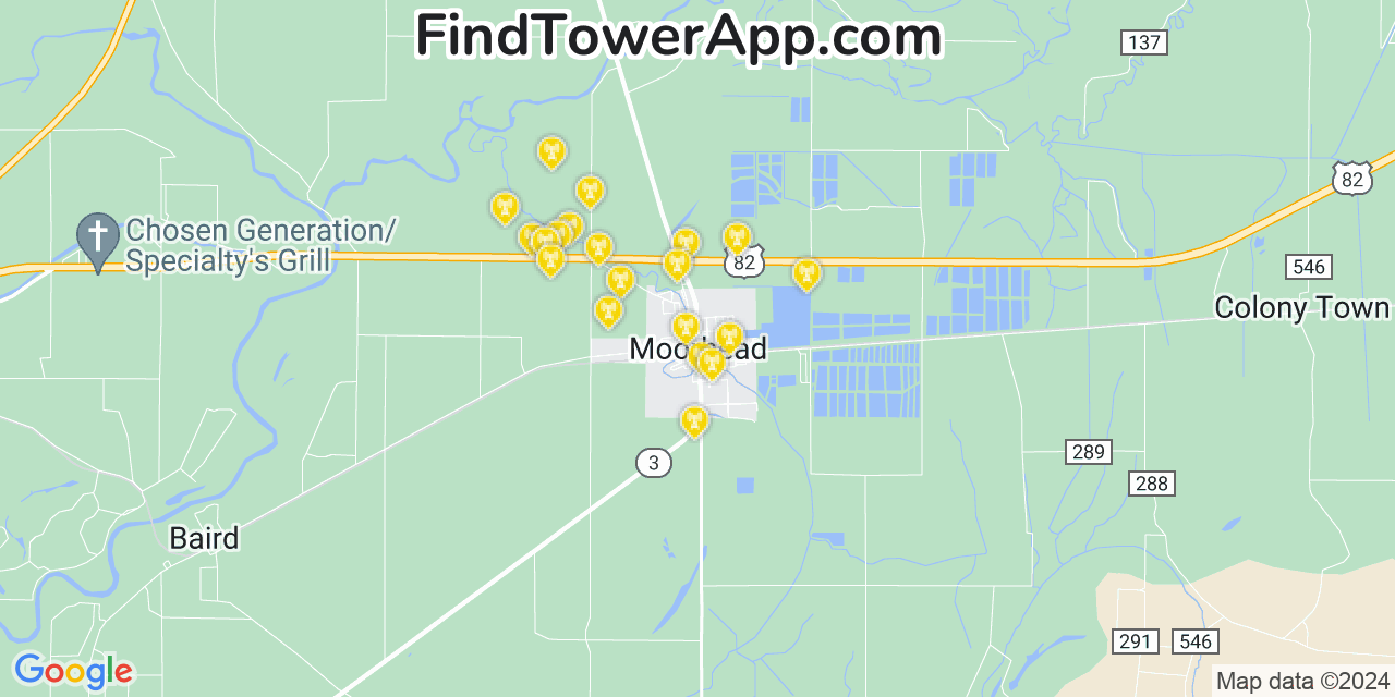 AT&T 4G/5G cell tower coverage map Moorhead, Mississippi