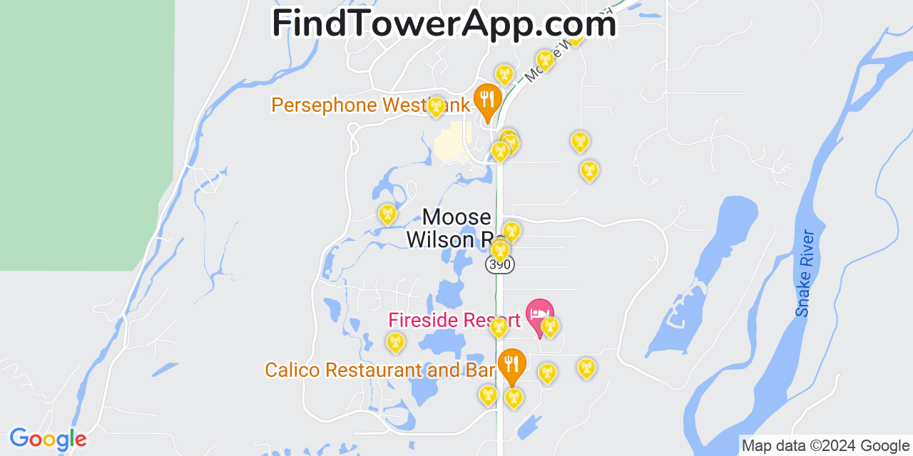 T-Mobile 4G/5G cell tower coverage map Moose Wilson Road, Wyoming