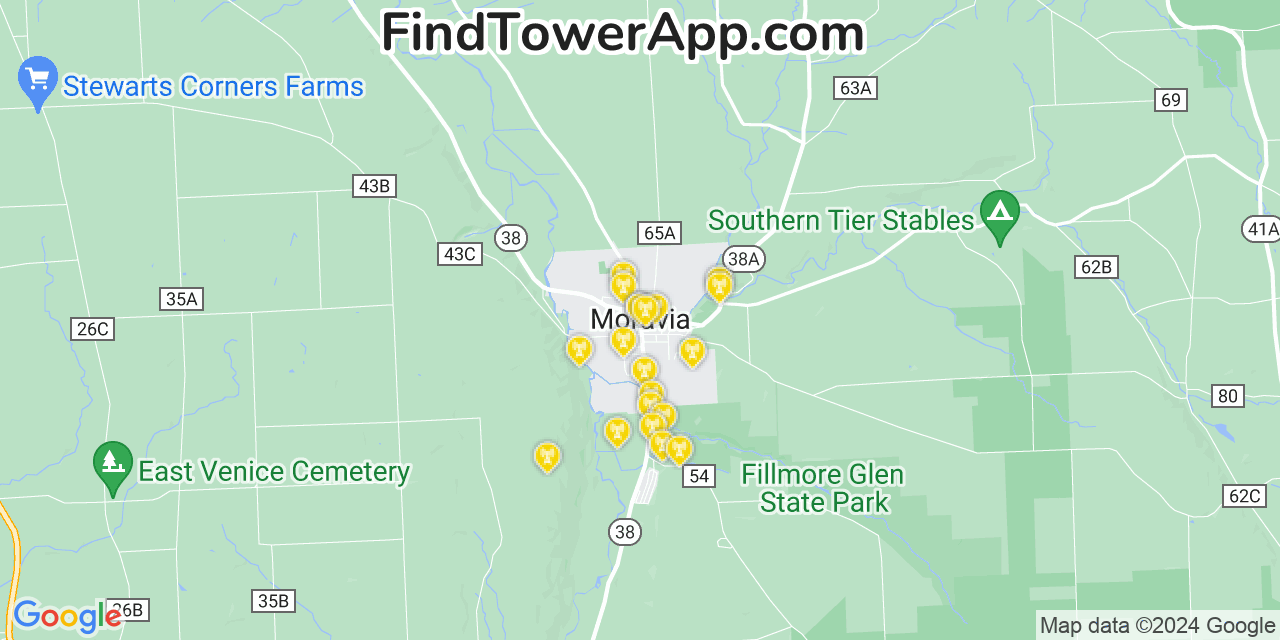 T-Mobile 4G/5G cell tower coverage map Moravia, New York