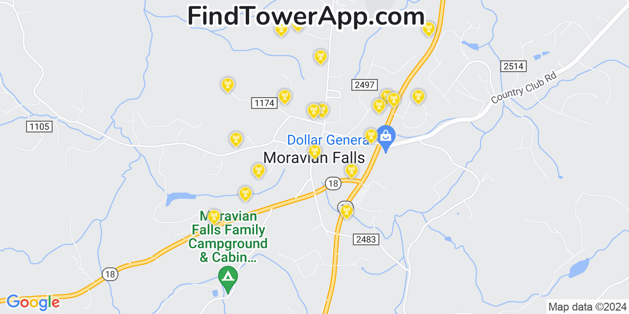 T-Mobile 4G/5G cell tower coverage map Moravian Falls, North Carolina