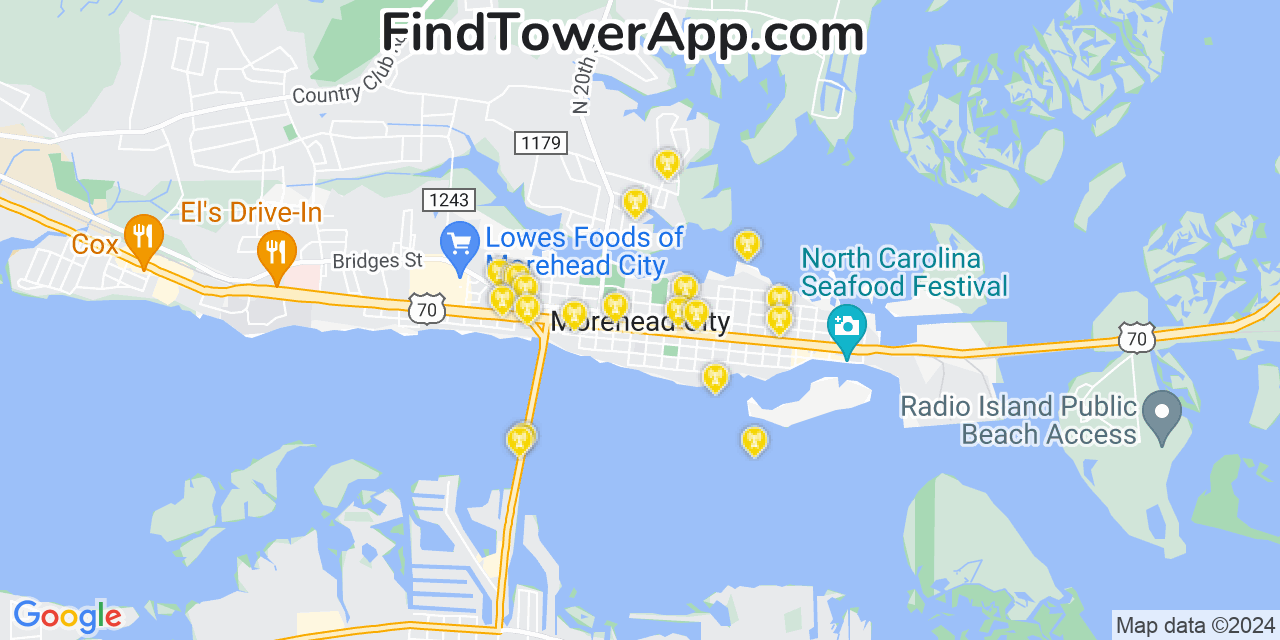 T-Mobile 4G/5G cell tower coverage map Morehead City, North Carolina
