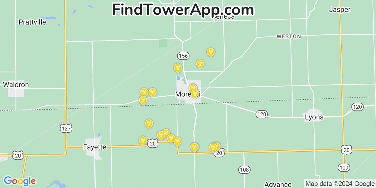AT&T 4G/5G cell tower coverage map Morenci, Michigan
