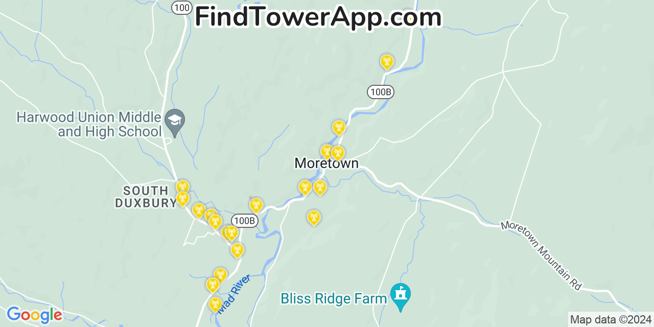 T-Mobile 4G/5G cell tower coverage map Moretown, Vermont