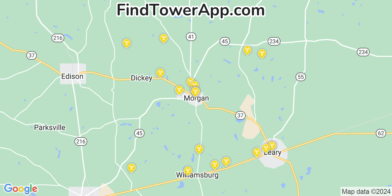 AT&T 4G/5G cell tower coverage map Morgan, Georgia