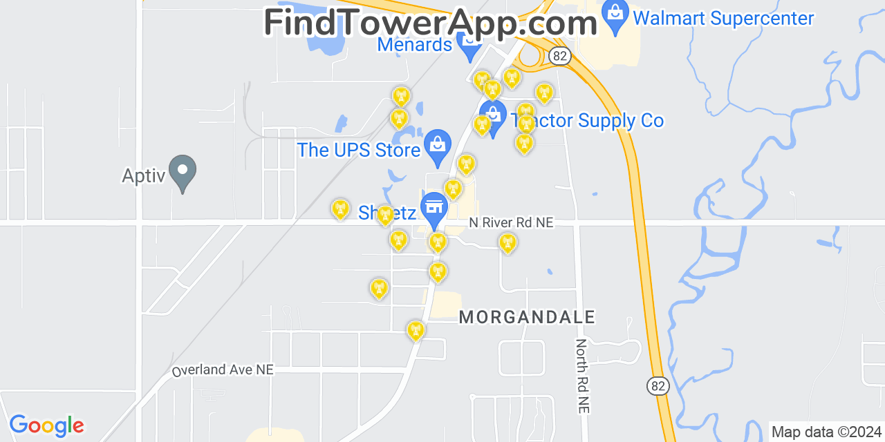 AT&T 4G/5G cell tower coverage map Morgandale, Ohio