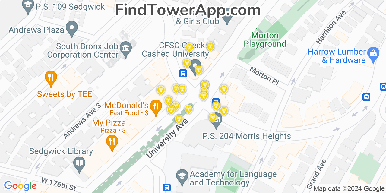 T-Mobile 4G/5G cell tower coverage map Morris Heights, New York