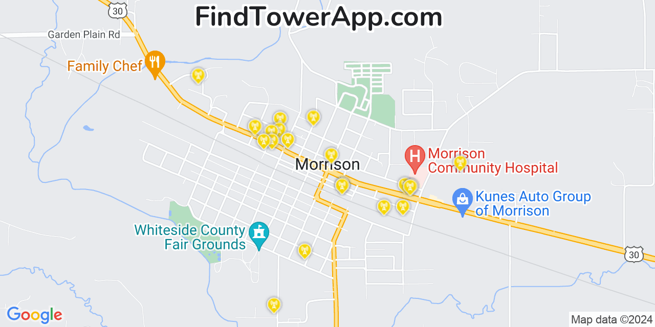 AT&T 4G/5G cell tower coverage map Morrison, Illinois