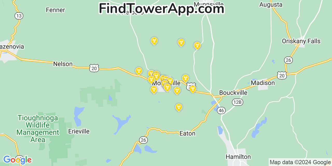 T-Mobile 4G/5G cell tower coverage map Morrisville, New York
