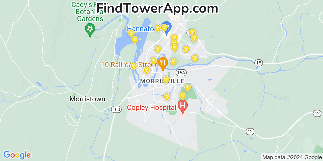 AT&T 4G/5G cell tower coverage map Morrisville, Vermont