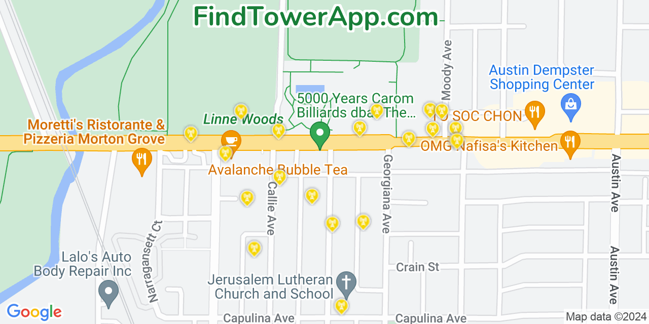 T-Mobile 4G/5G cell tower coverage map Morton Grove, Illinois
