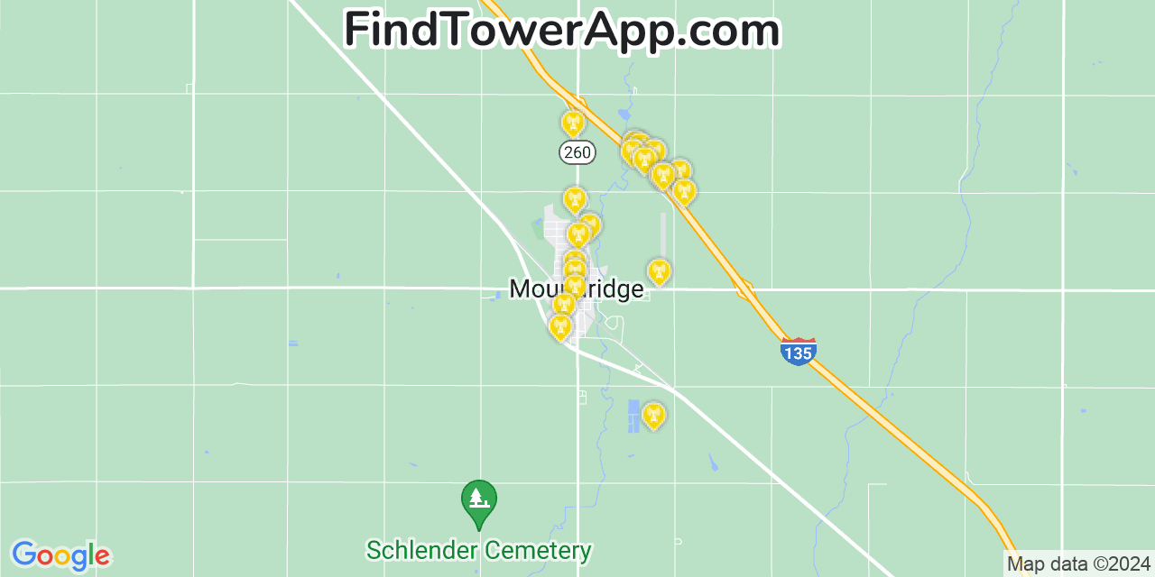 AT&T 4G/5G cell tower coverage map Moundridge, Kansas