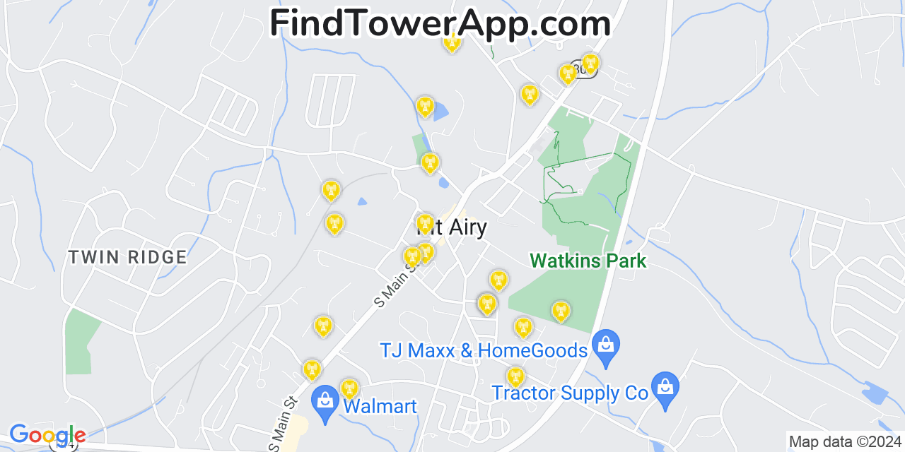 AT&T 4G/5G cell tower coverage map Mount Airy, Maryland