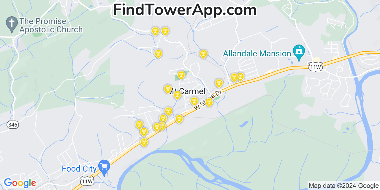 T-Mobile 4G/5G cell tower coverage map Mount Carmel, Tennessee