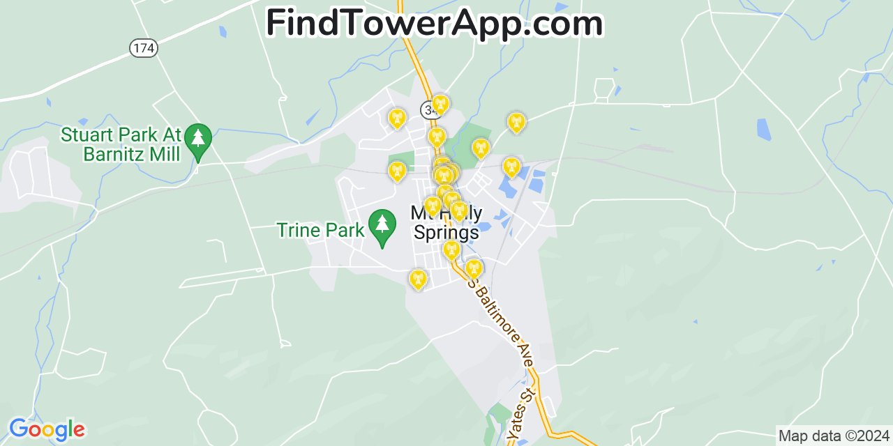 AT&T 4G/5G cell tower coverage map Mount Holly Springs, Pennsylvania
