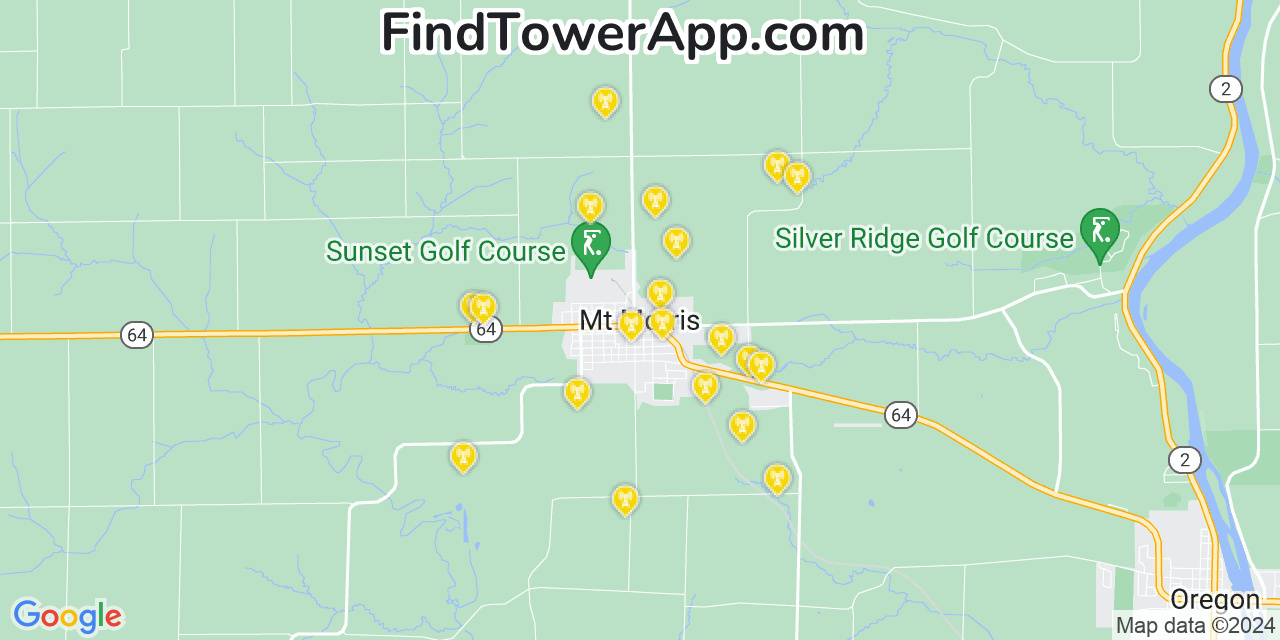AT&T 4G/5G cell tower coverage map Mount Morris, Illinois