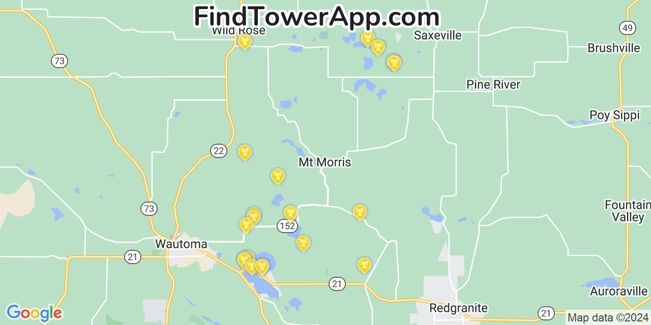 T-Mobile 4G/5G cell tower coverage map Mount Morris, Wisconsin