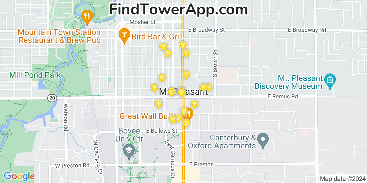 T-Mobile 4G/5G cell tower coverage map Mount Pleasant, Michigan