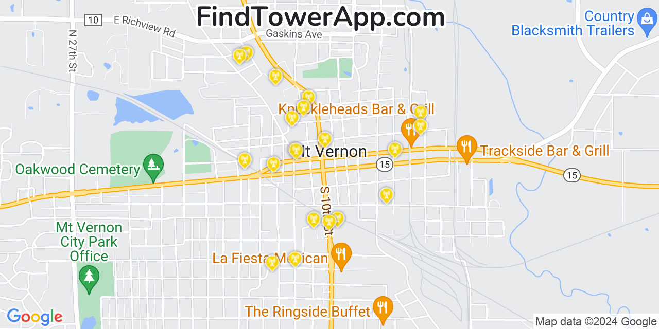 AT&T 4G/5G cell tower coverage map Mount Vernon, Illinois