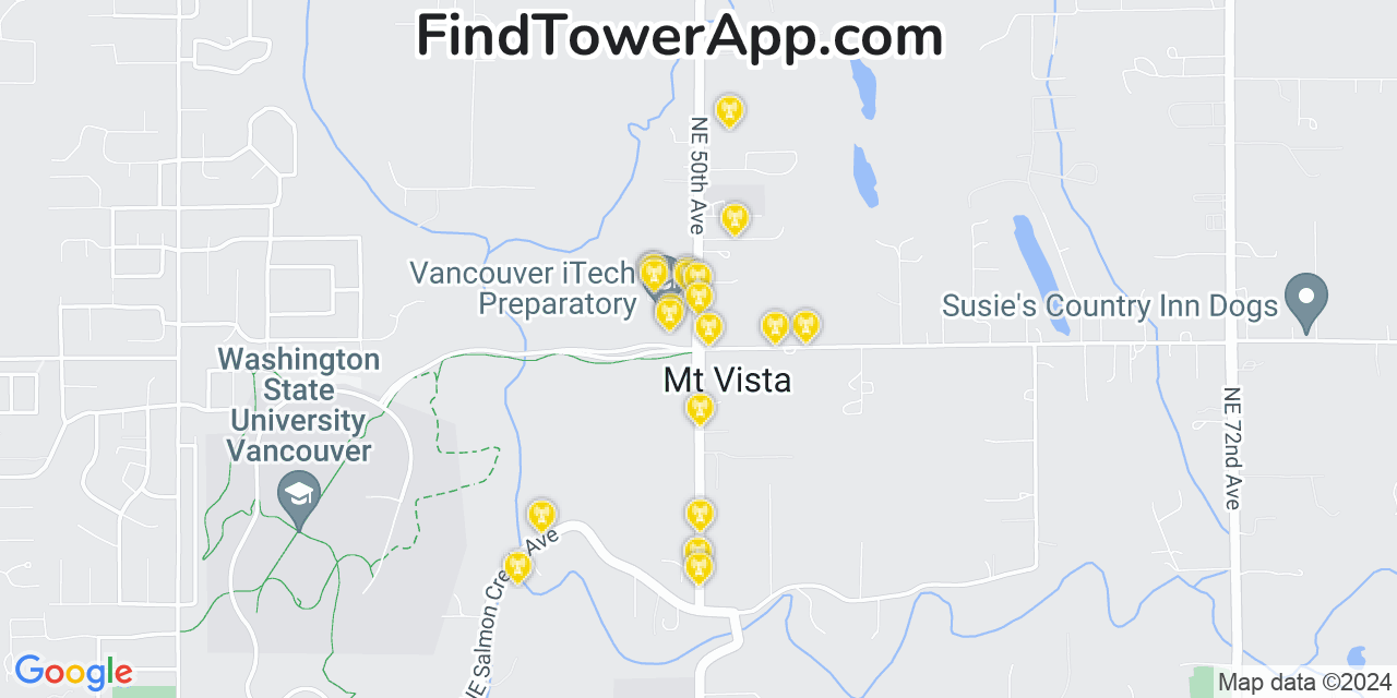 T-Mobile 4G/5G cell tower coverage map Mount Vista, Washington