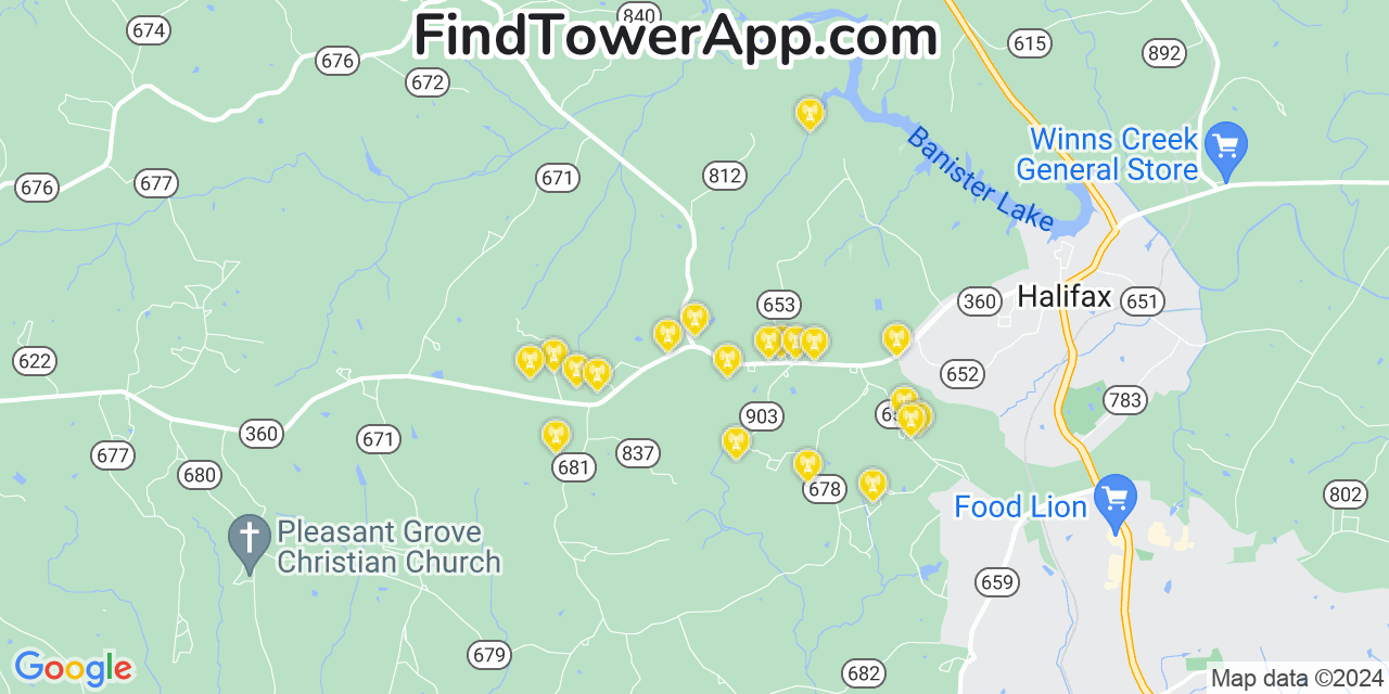 AT&T 4G/5G cell tower coverage map Mountain Road, Virginia