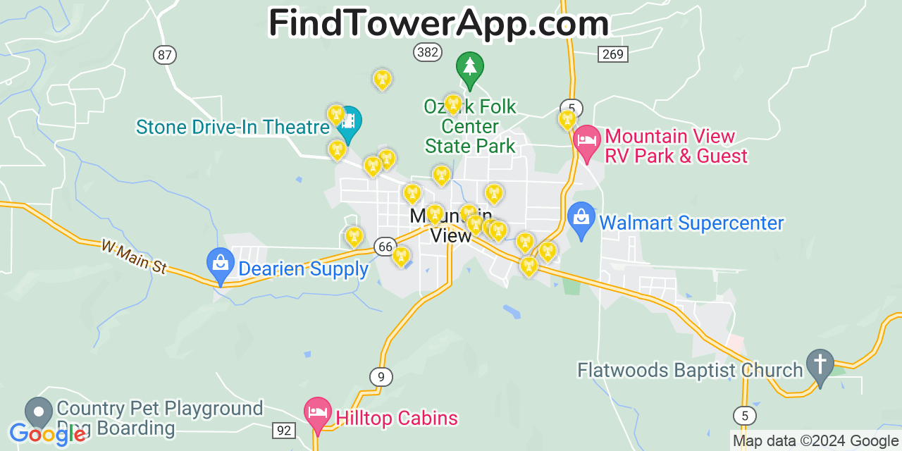T-Mobile 4G/5G cell tower coverage map Mountain View, Arkansas