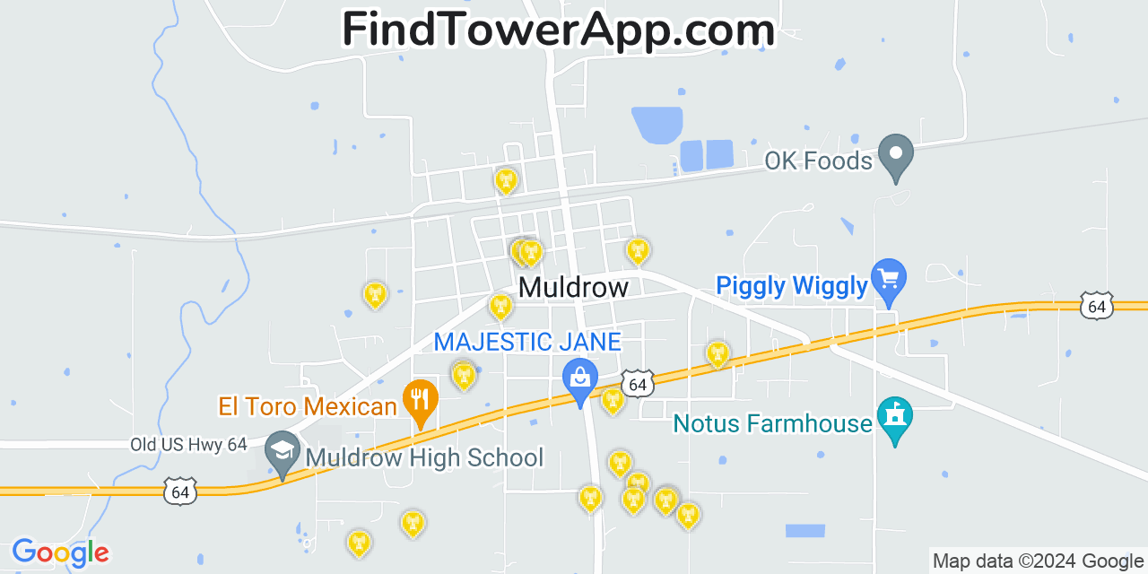 Verizon 4G/5G cell tower coverage map Muldrow, Oklahoma