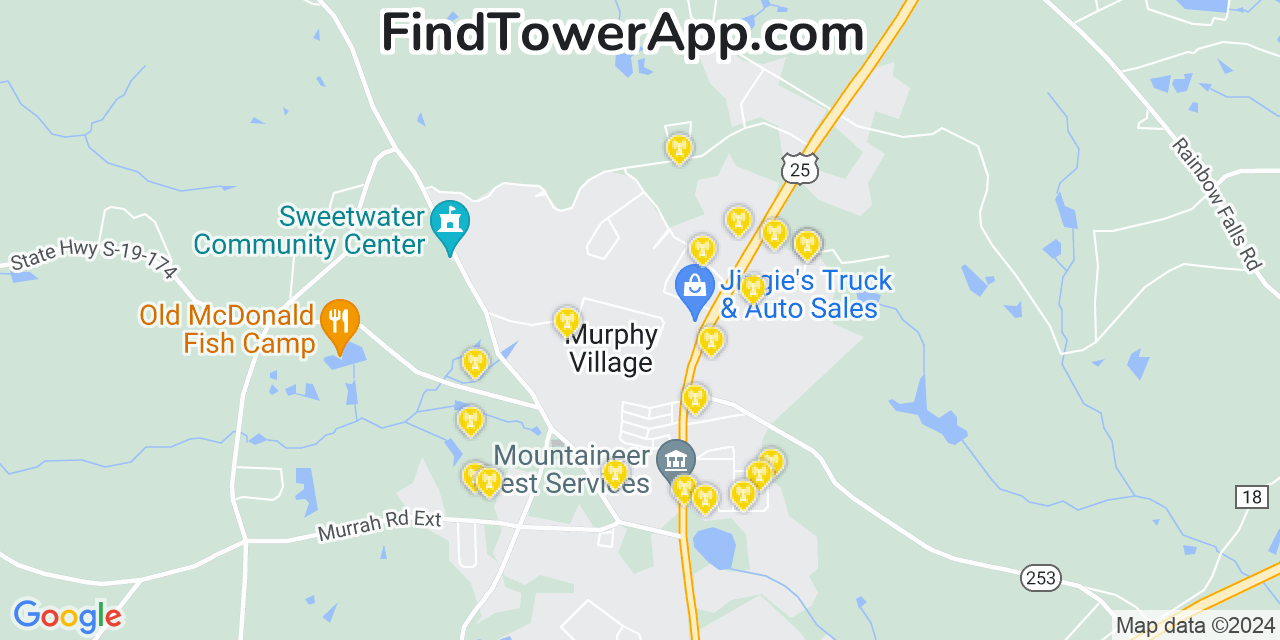 AT&T 4G/5G cell tower coverage map Murphys Estates, South Carolina