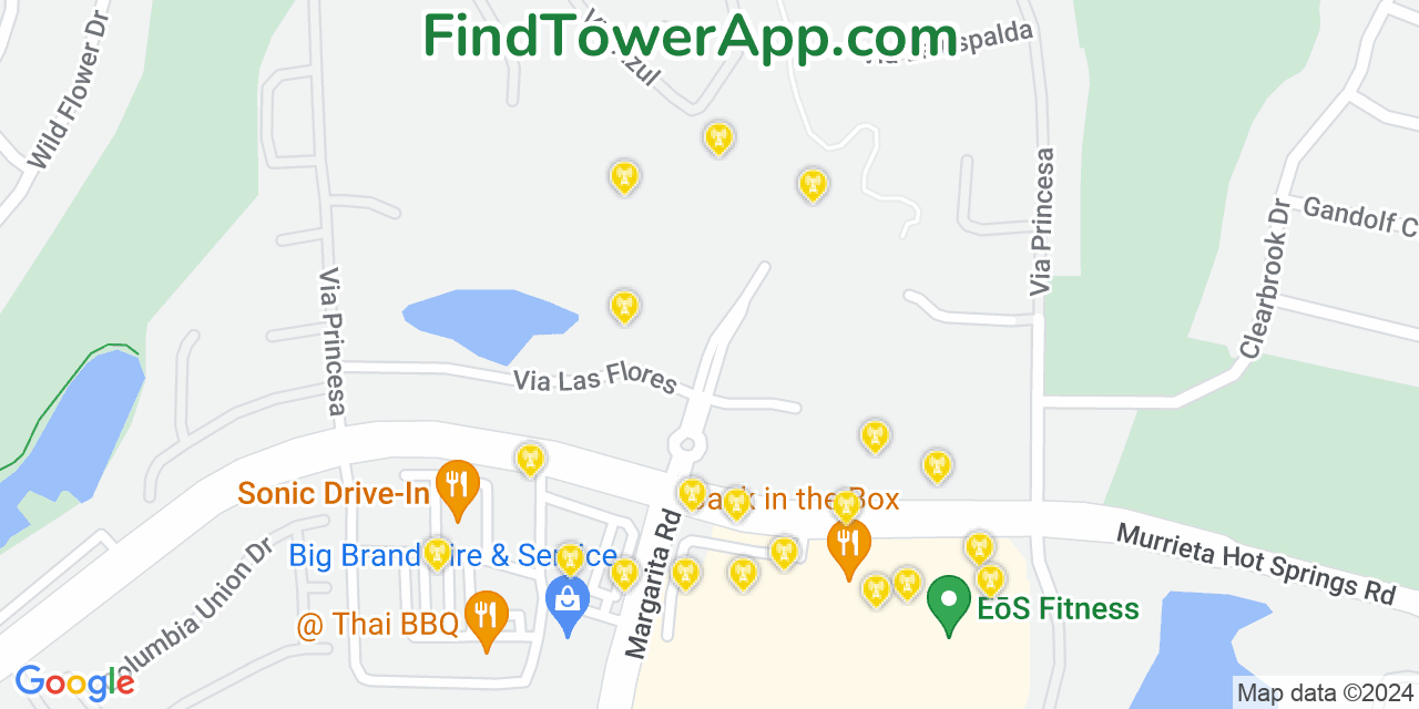 T-Mobile 4G/5G cell tower coverage map Murrieta Hot Springs, California