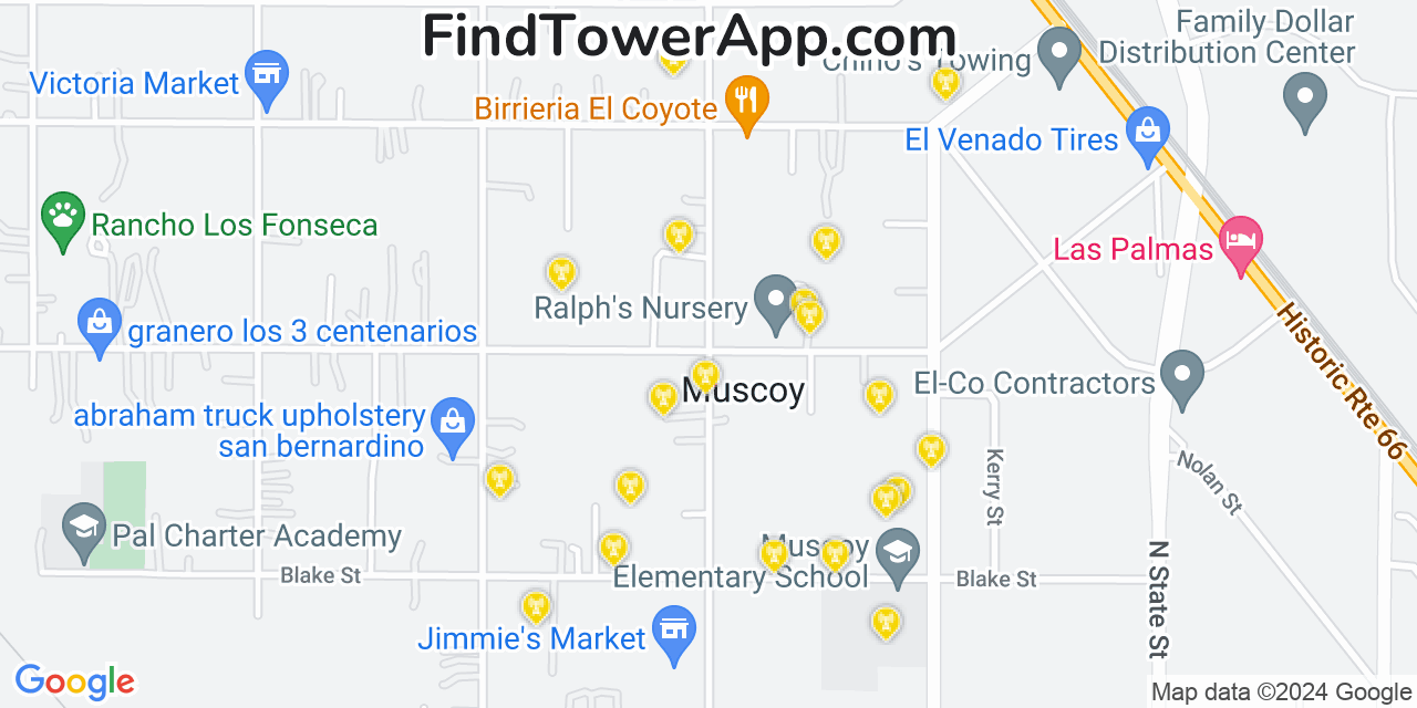 AT&T 4G/5G cell tower coverage map Muscoy, California