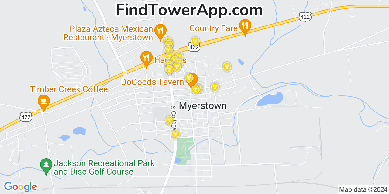 T-Mobile 4G/5G cell tower coverage map Myerstown, Pennsylvania