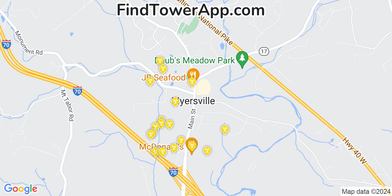 AT&T 4G/5G cell tower coverage map Myersville, Maryland