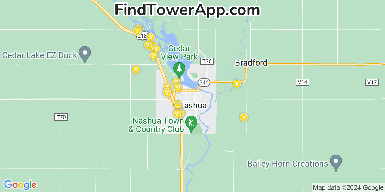 AT&T 4G/5G cell tower coverage map Nashua, Iowa